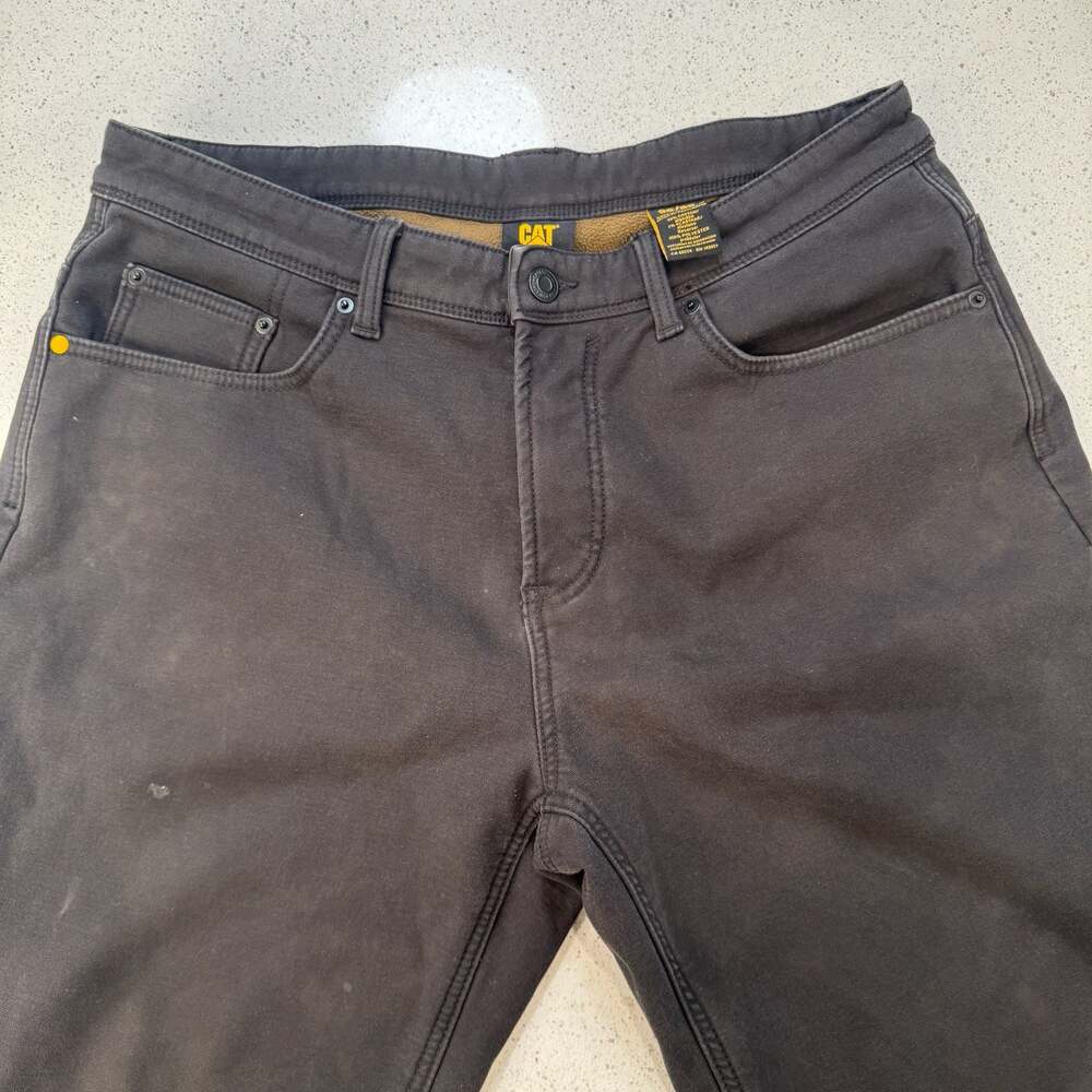 CAT Caterpillar Men's Fleece Lined Canvas Utility Work Pants Black